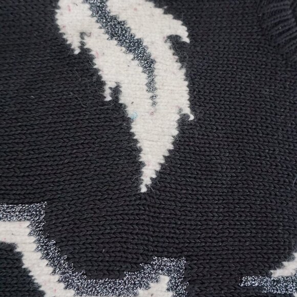 Vintage Jessica By Sears Black White Knit 2% Angora 2% Metallic Metal Sweater M - Picture 11 of 11